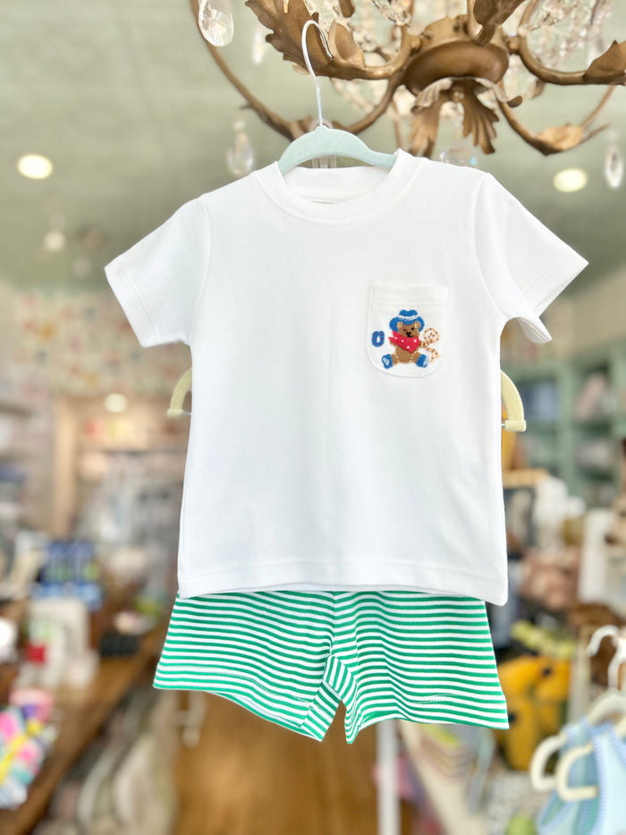 Squiggles - Tee + Short Set - Cowboy Bear Pocket