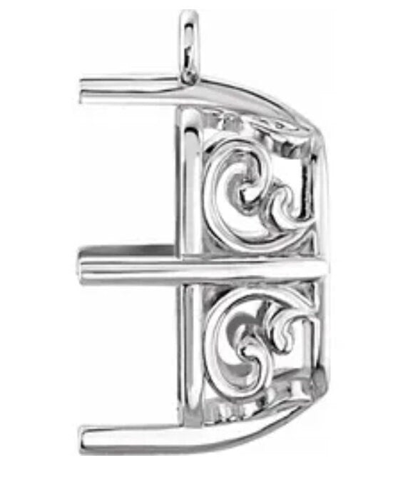 Afforable Gold or Platinum  10x8-14x12mm Emerald Shape Cast Wire Dangle Pendant Setting, Made in USA