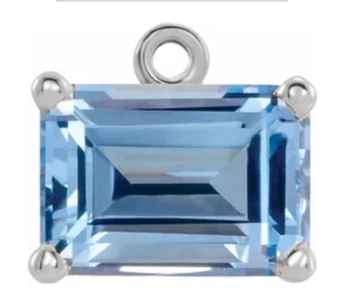 Afforable Gold or Platinum  6x4-10x8mm Emerald Shape Cast Wire Dangle Pendant Setting, Made in USA