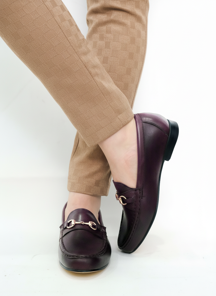 ALBA horsebit loafer mujer burgundy vista trasera construcción artesanal México