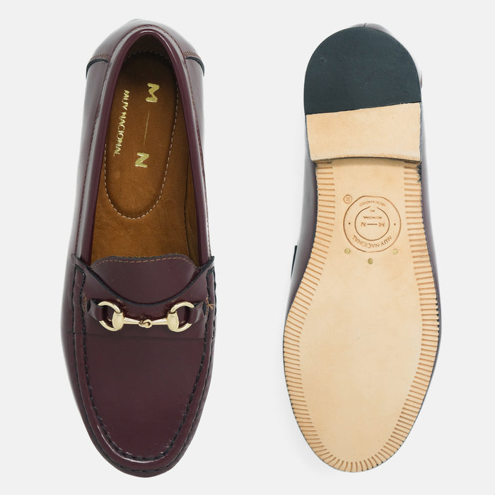 ALBA zapato horsebit loafer mujer burgundy vista superior comodidad sin tacón