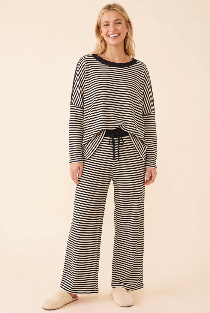 All I Ever Wanted Black & Ivory Striped Pullover Top
