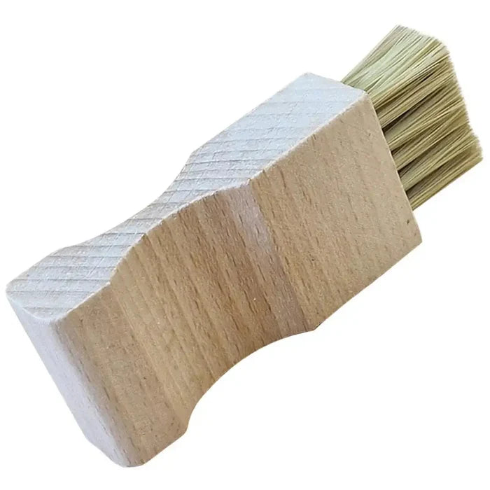 Wooden shoe brush with synthetic bristles for shoe care  from  John Bull Clothing