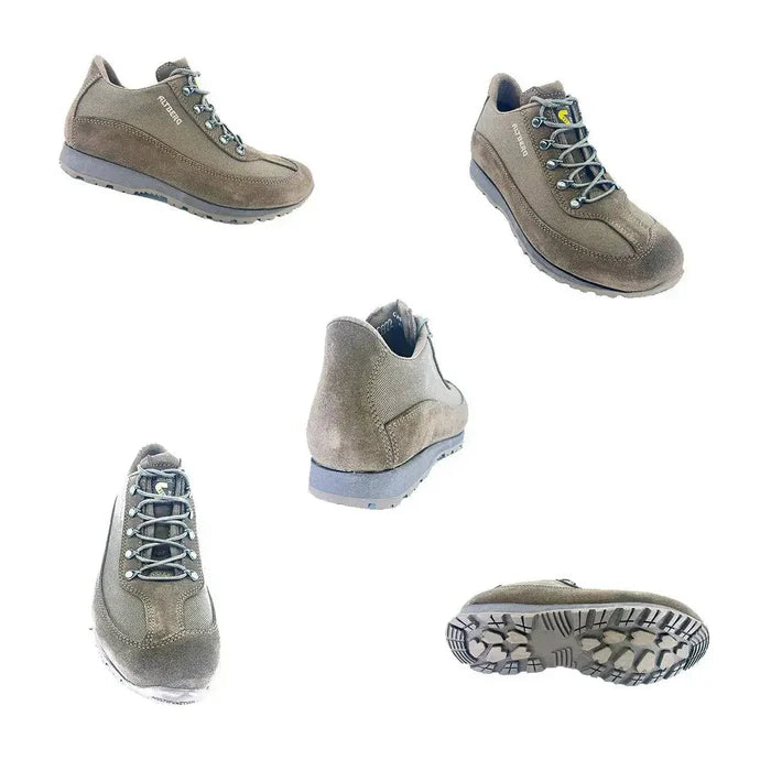Multiple angles of the Altberg Samarkland Lightweight Travel Shoe, showcasing its sturdy construction, lace-up design, and grippy outsole for all-day comfort.  from  John Bull Clothing