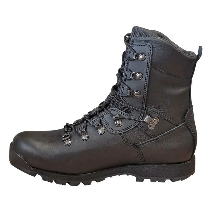 Side view of Altberg Tabbing MK3 Black Police Boot showcasing its sturdy leather build, ankle support, and slip-resistant sole for security personnel.  from  John Bull Clothing