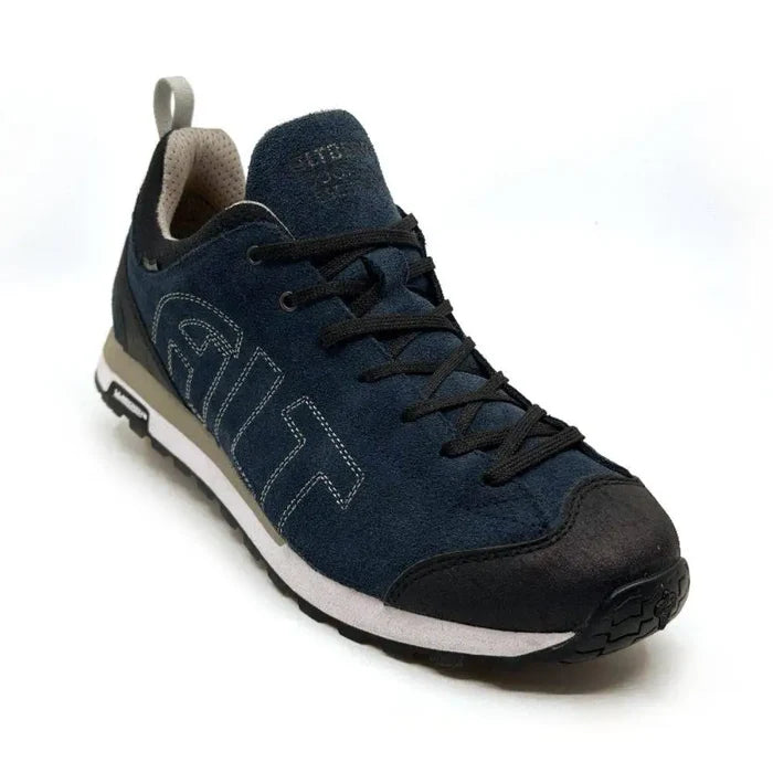 Altberg Wensley Waterproof Outdoor Shoe in navy blue suede with black laces, designed for durability and comfort on varied terrains.  from  John Bull Clothing