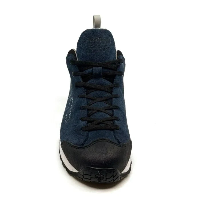 Front view of Altberg Wensley Waterproof Outdoor Shoe in navy, showcasing lace-up design and reinforced toe for outdoor performance.  from  John Bull Clothing