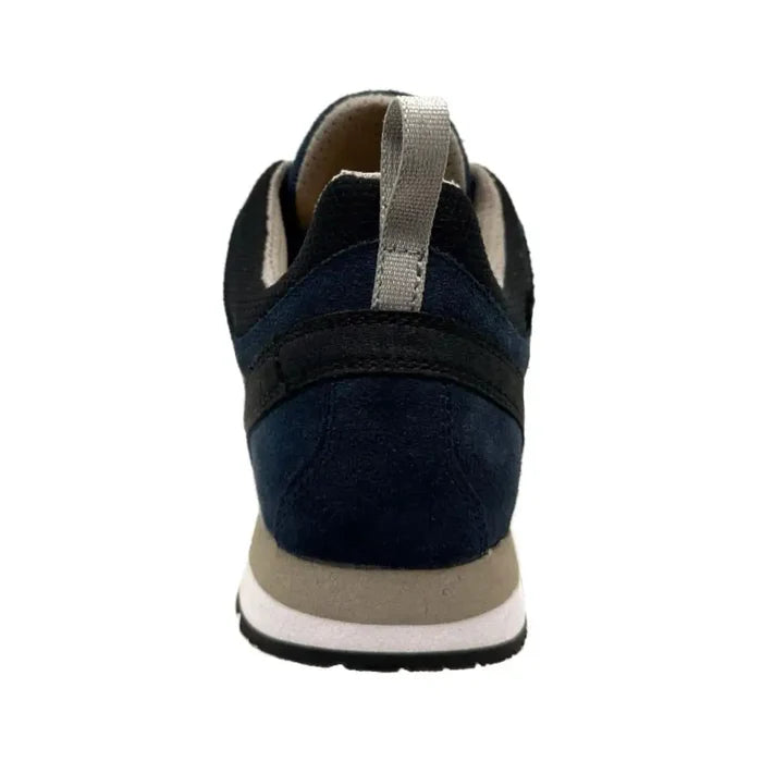 Rear view of navy Altberg Wensley Waterproof Outdoor Shoe with pull tab and cushioned heel for easy wear and ankle support.  from  John Bull Clothing