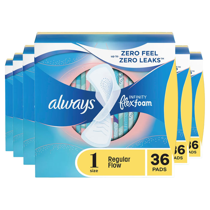 Always Infinity FlexFoam Regular Size 1 Pads with Wings - 36 Ct - 6 Pack