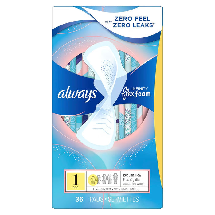 Always Infinity FlexFoam Regular Size 1 Pads with Wings - 36 Ct - 6 Pack