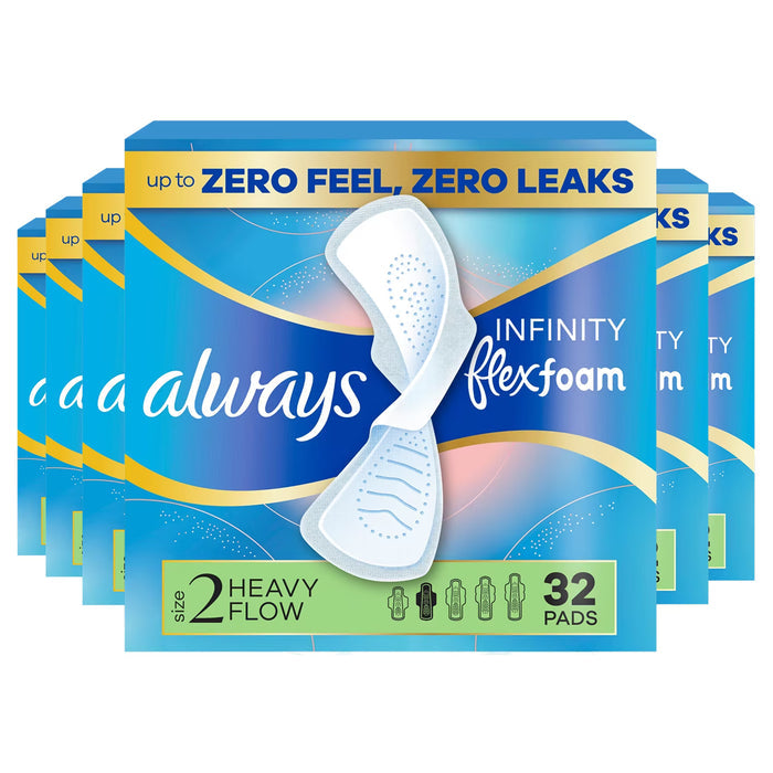Always Infinity FlexFoam Super Size 2 Pads with Wings Unscented - 32 Ct - 6 Pack