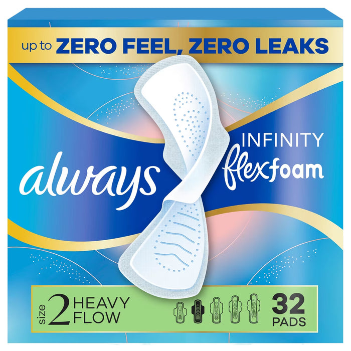 Always Infinity FlexFoam Super Size 2 Pads with Wings Unscented - 32 Ct - 6 Pack