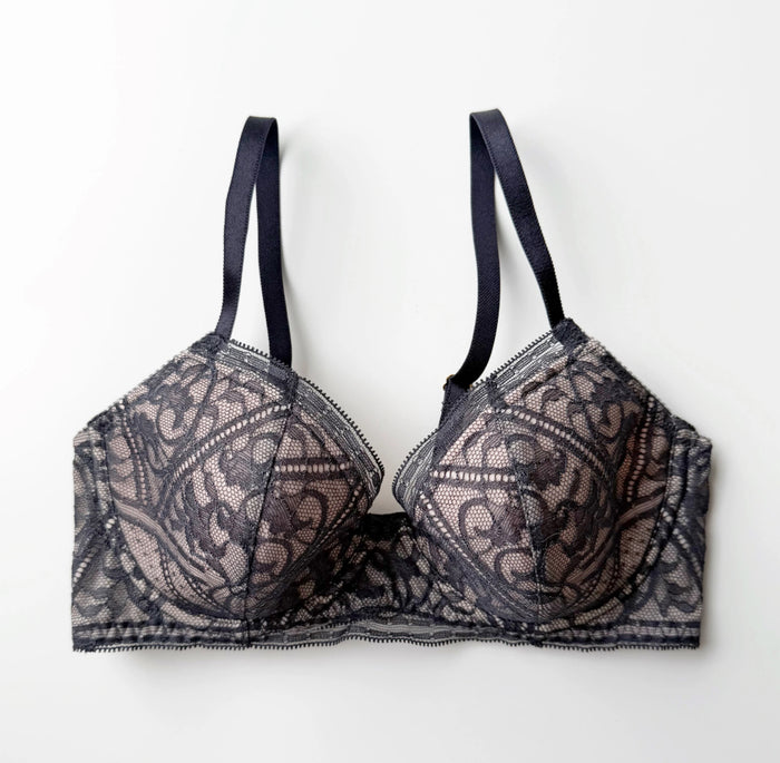 Amary 3/4 Cup Underwire Bra | Charcoal (Pink lining)