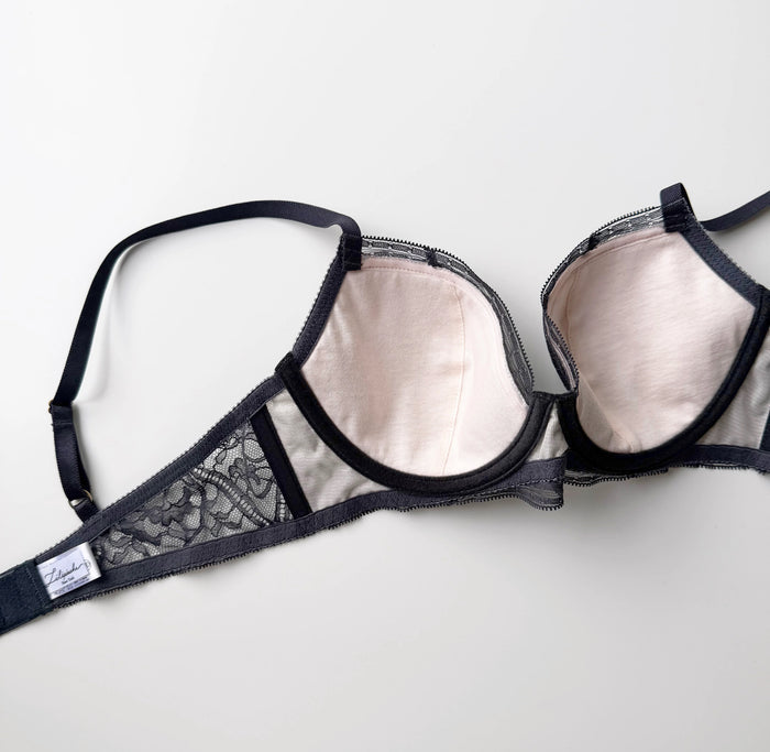 Amary 3/4 Cup Underwire Bra | Charcoal (Pink lining)