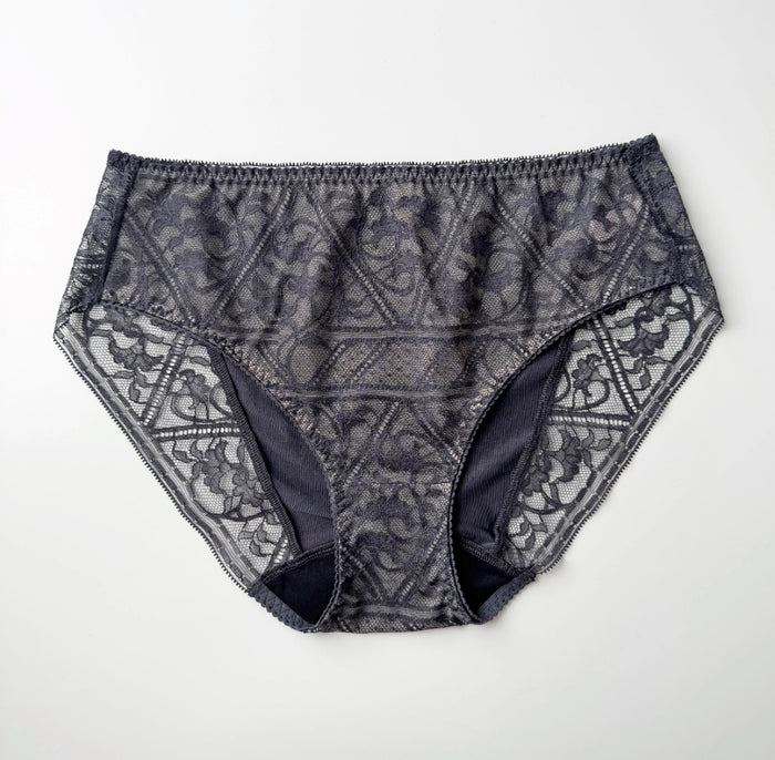 Amary High Waist Bikini | Charcoal ( Pink lining )
