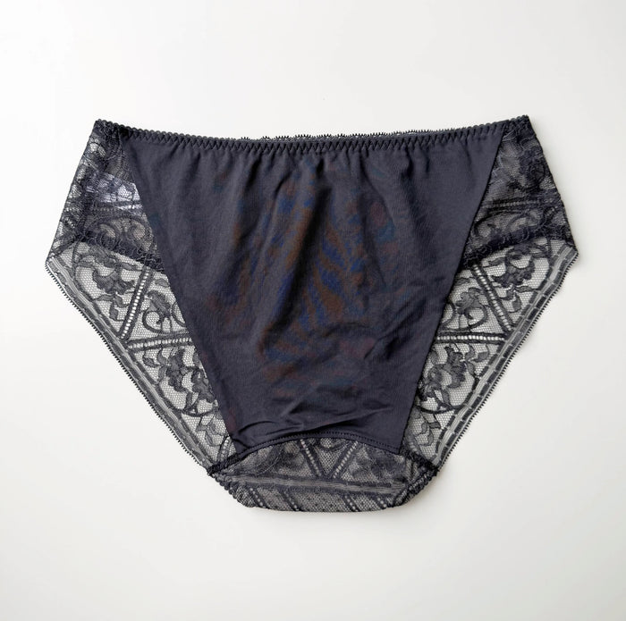 Amary High Waist Bikini | Charcoal ( Pink lining )