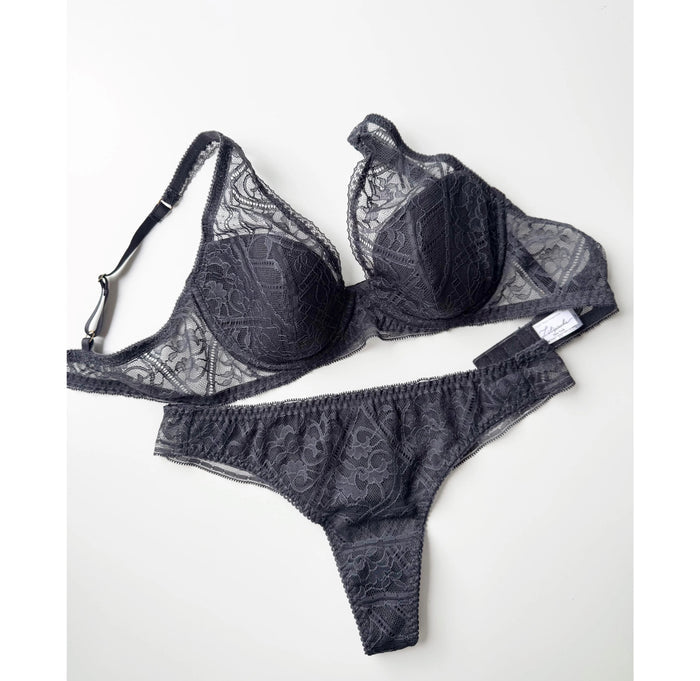 Amary Plunge Underwire Bra | Charcoal