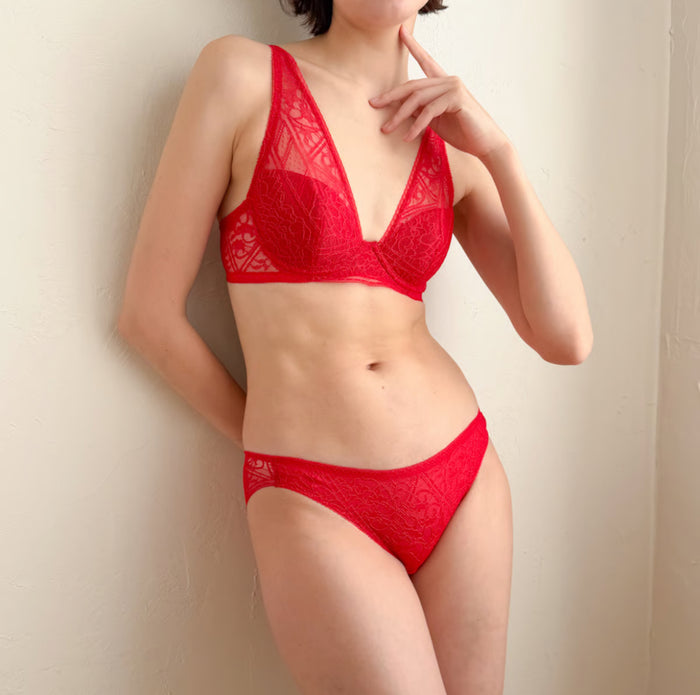 Amary Plunge Underwire Bra | Red