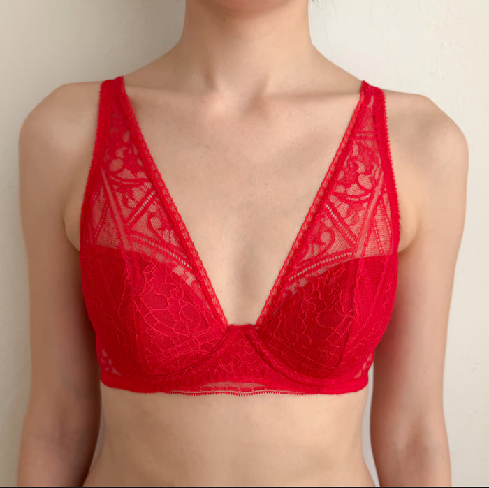 Amary Plunge Underwire Bra | Red