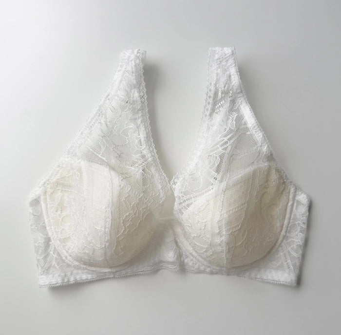 Amary Plunge Underwire Bra | White