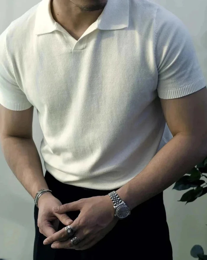 Old money american polo t-shirt - AntoniosClothing - Off white