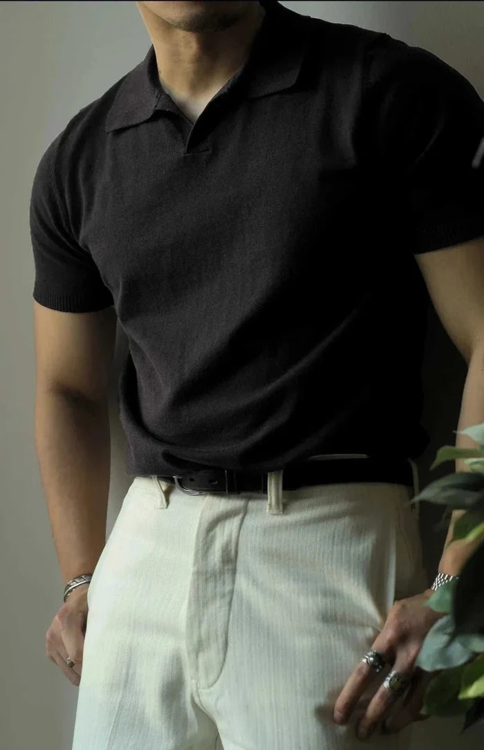 Old money american polo t-shirt - AntoniosClothing - Black