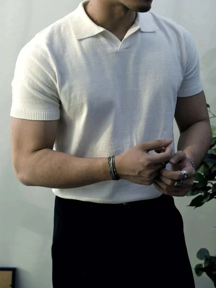 Old money american polo t-shirt - AntoniosClothing - Off white