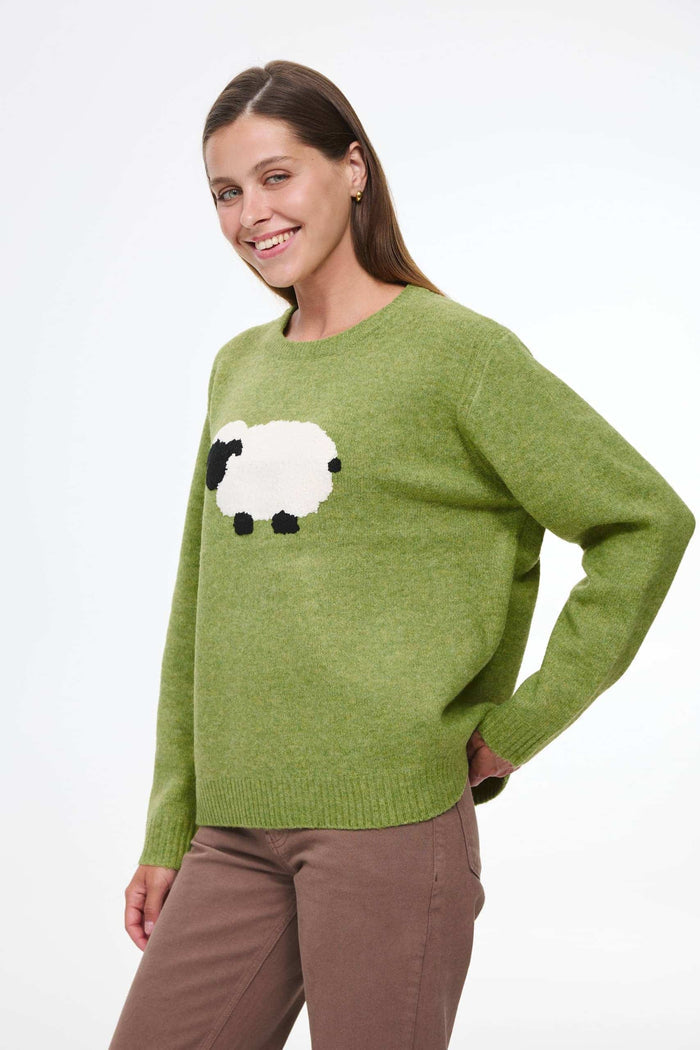 Animal intarsia sweater, Green