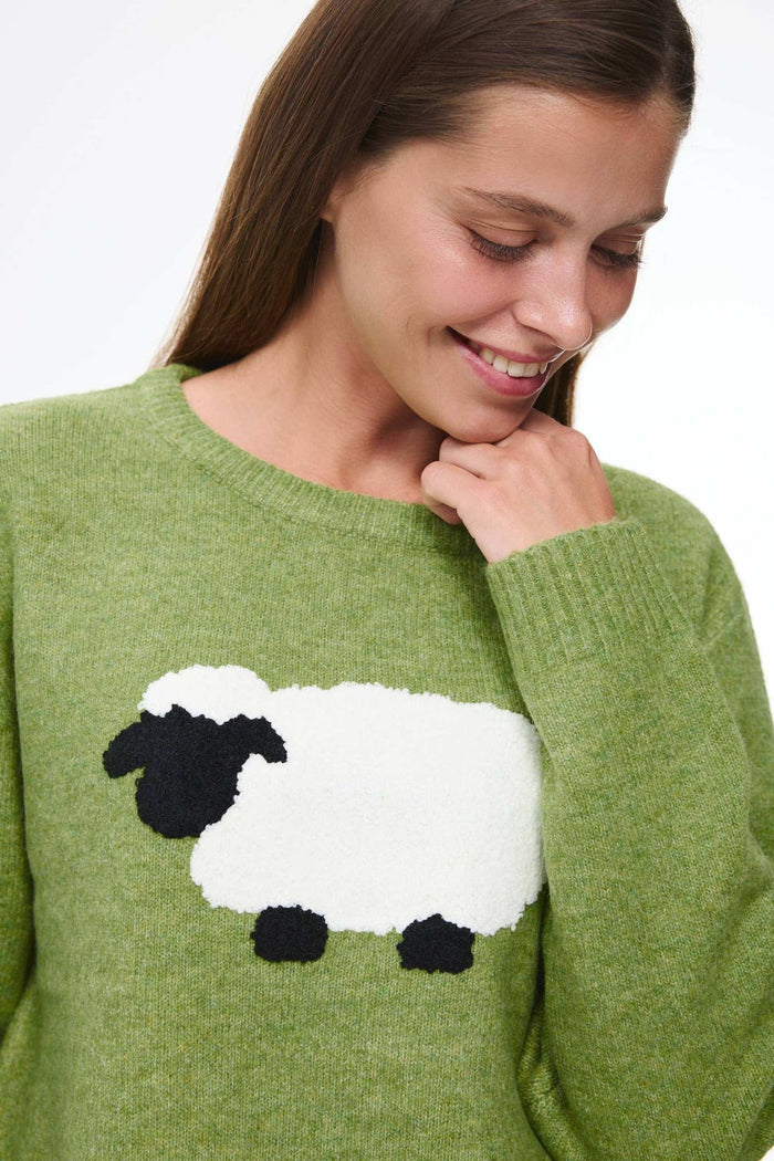 Animal intarsia sweater, Green
