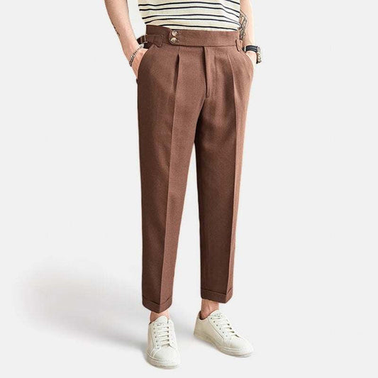 Ankle-length slim casual pants - AntoniosClothing - Brown