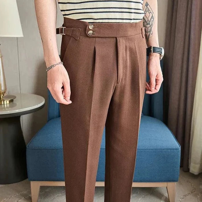 Ankle-length slim casual pants - AntoniosClothing - Brown