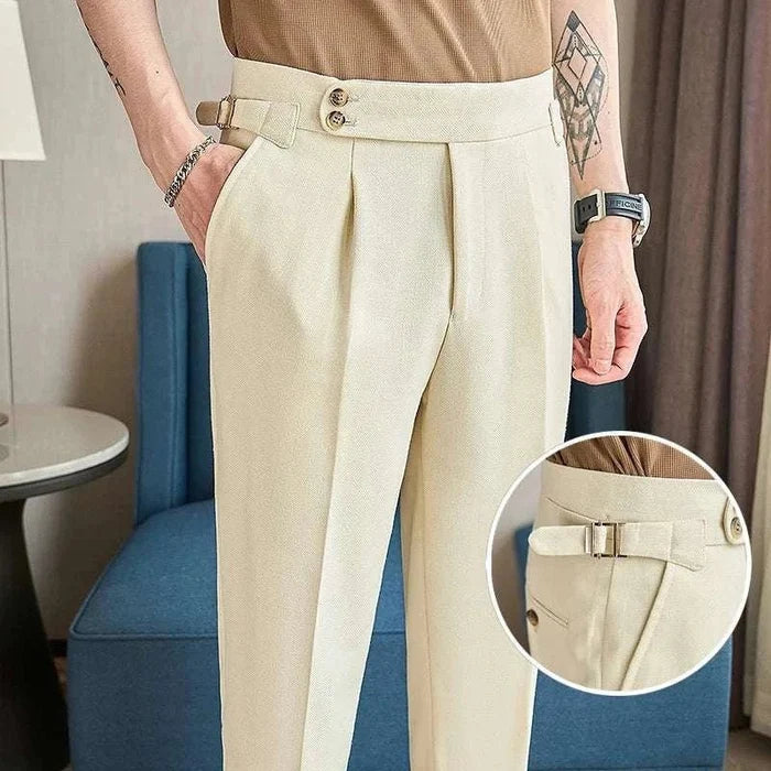 Ankle-length slim casual pants - AntoniosClothing - Khaki