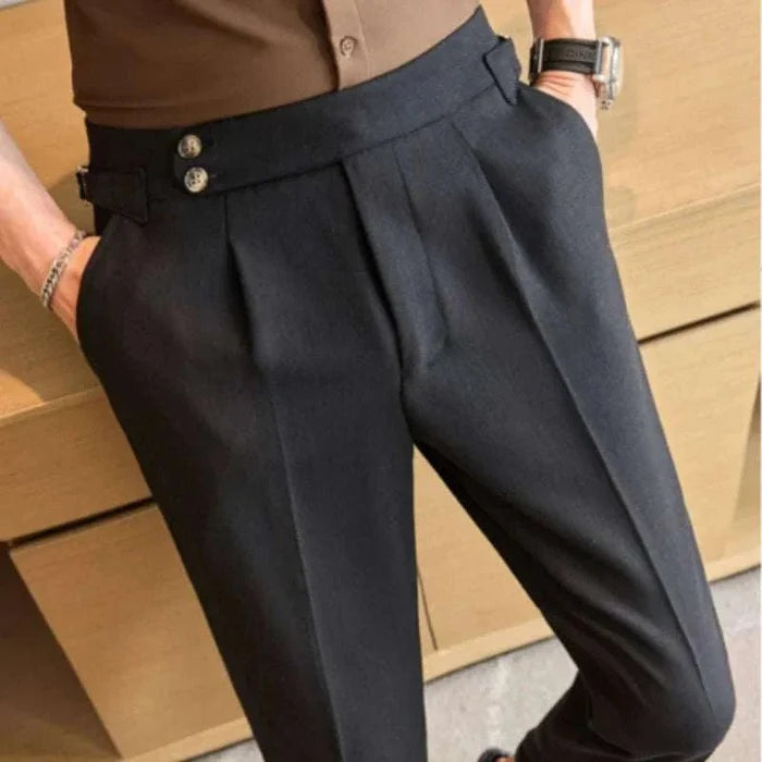 Ankle-length slim casual pants - AntoniosClothing - Black