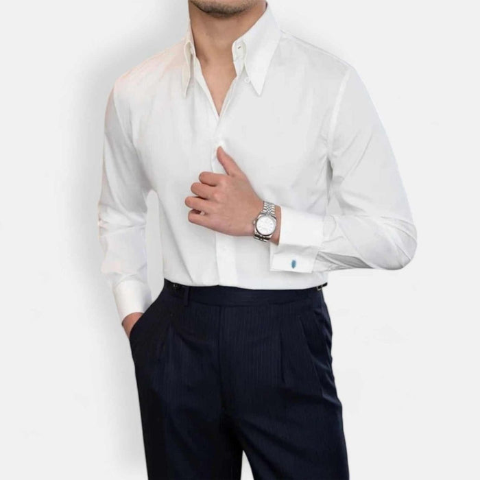 Anti-wrinkle slim fit shirt - AntoniosClothing - Black french buckle