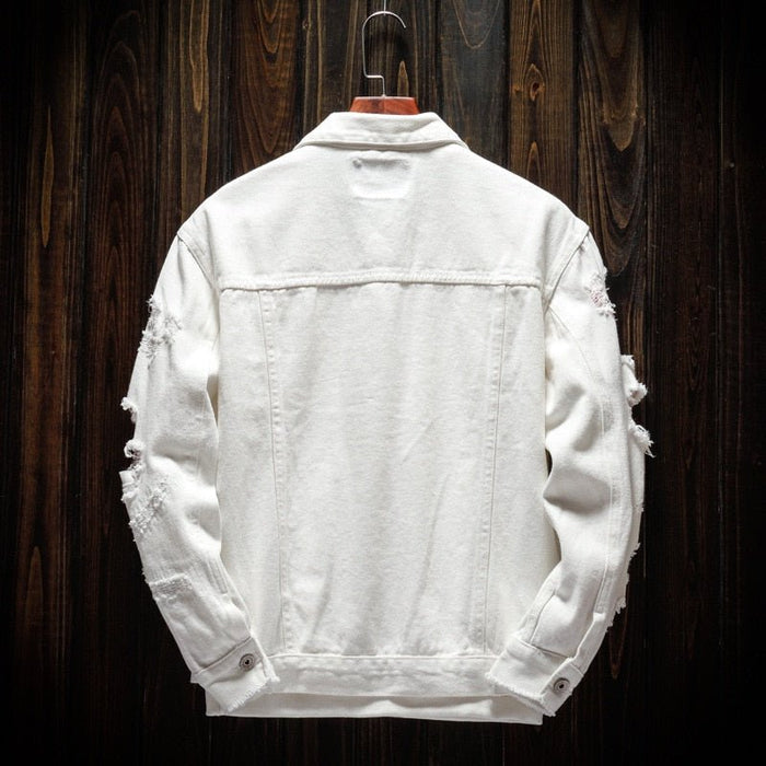Antonios Autumn White Denim Jacket - AntoniosClothing - White