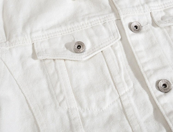 Antonios Autumn White Denim Jacket - AntoniosClothing - White