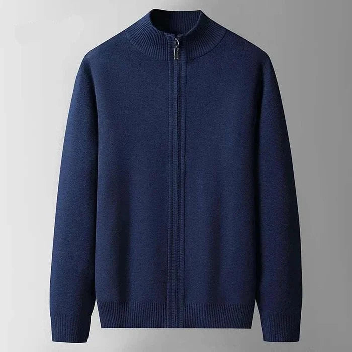 Antonios autumn zipper cotton cardigan - AntoniosClothing - Navy blue