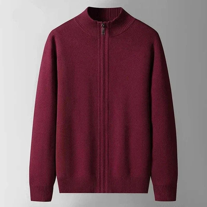 Antonios autumn zipper cotton cardigan - AntoniosClothing - Red
