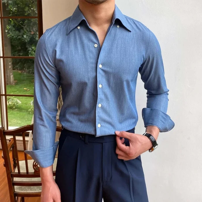 Antonios british casual shirt - AntoniosClothing - Blue