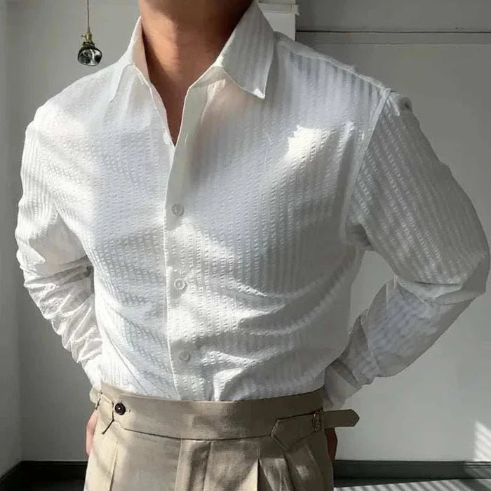 Antonios british casual striped shirt - AntoniosClothing - White