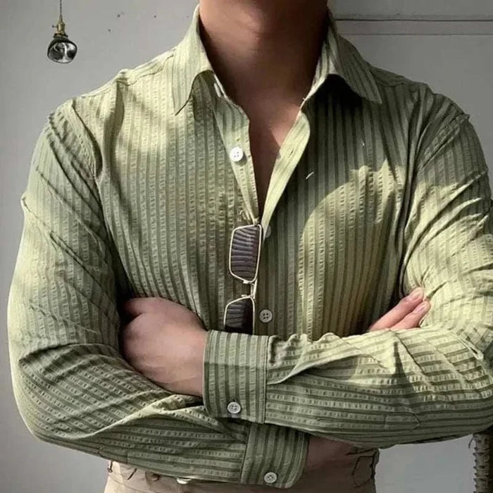 Antonios british casual striped shirt - AntoniosClothing - Green