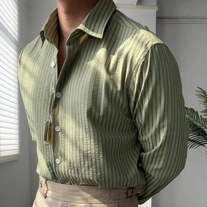 Antonios british casual striped shirt - AntoniosClothing - Green