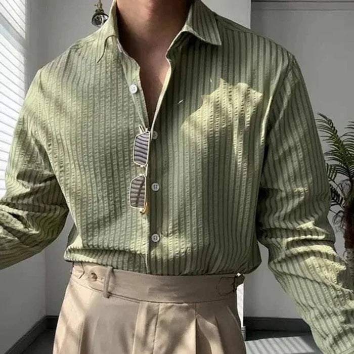 Antonios british casual striped shirt - AntoniosClothing - Green