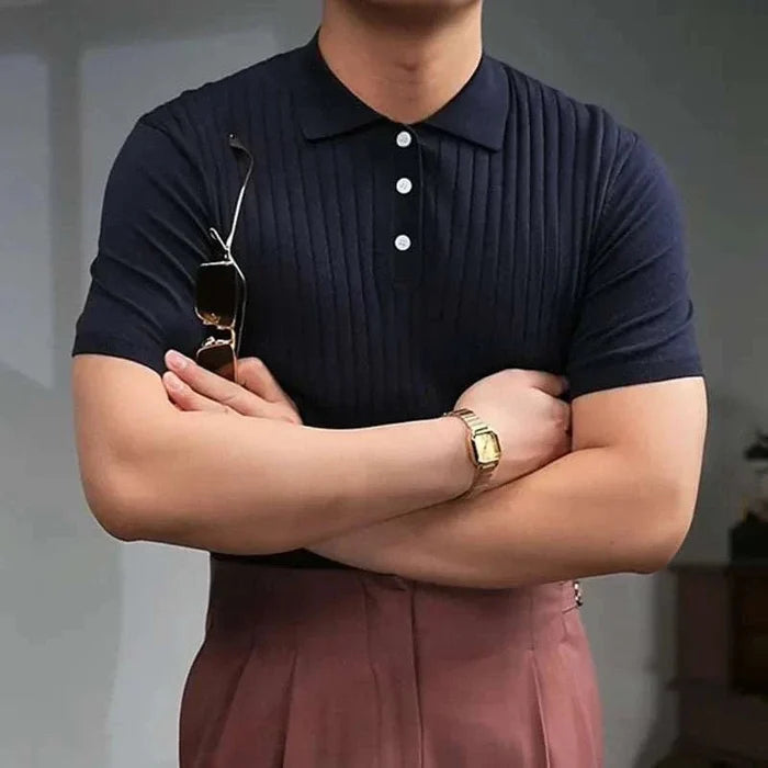 Antonios british polo collar t-shirt - AntoniosClothing - Sapphire blue