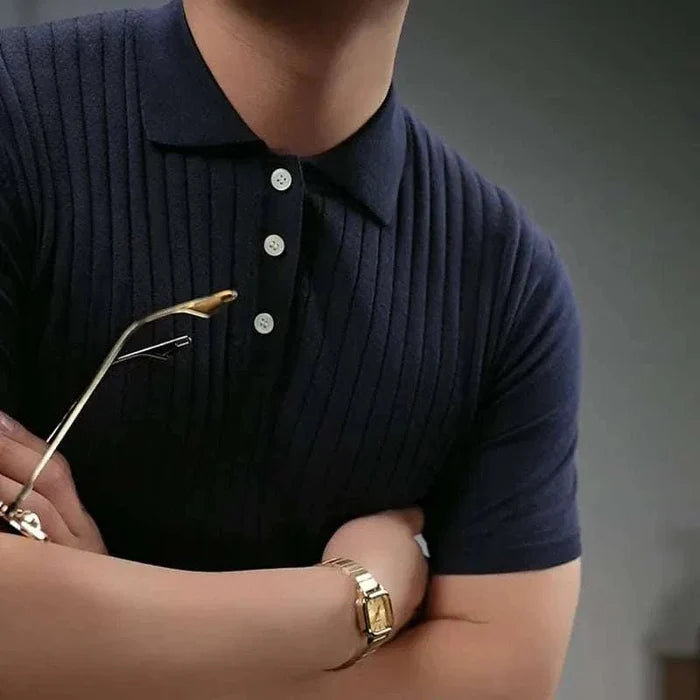 Antonios british polo collar t-shirt - AntoniosClothing - Sapphire blue