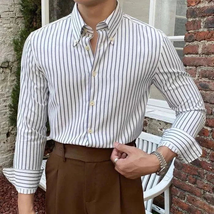 Antonios british retro striped shirt - AntoniosClothing - Blue