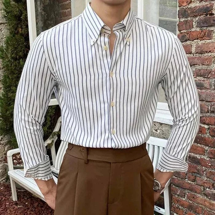 Antonios british retro striped shirt - AntoniosClothing - Blue