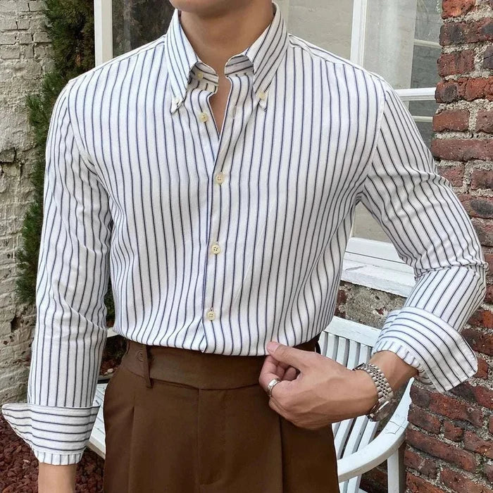 Antonios british retro striped shirt - AntoniosClothing - Blue