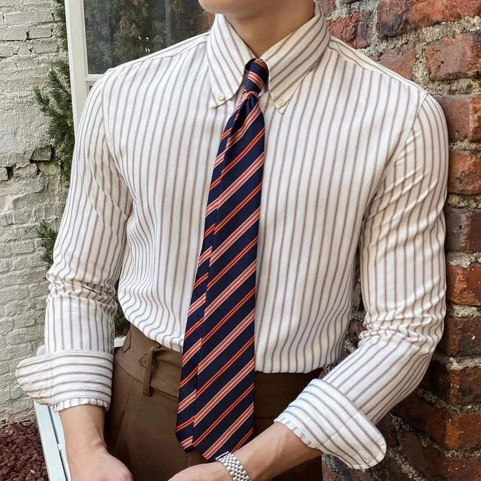 Antonios british retro striped shirt - AntoniosClothing - Yellow