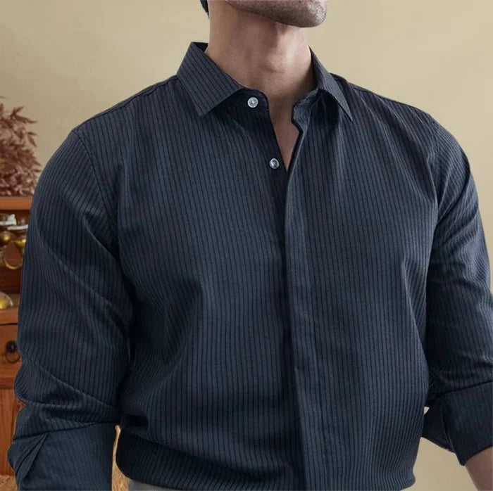 Antonios british striped tuxedo shirt office wear - AntoniosClothing - Gray